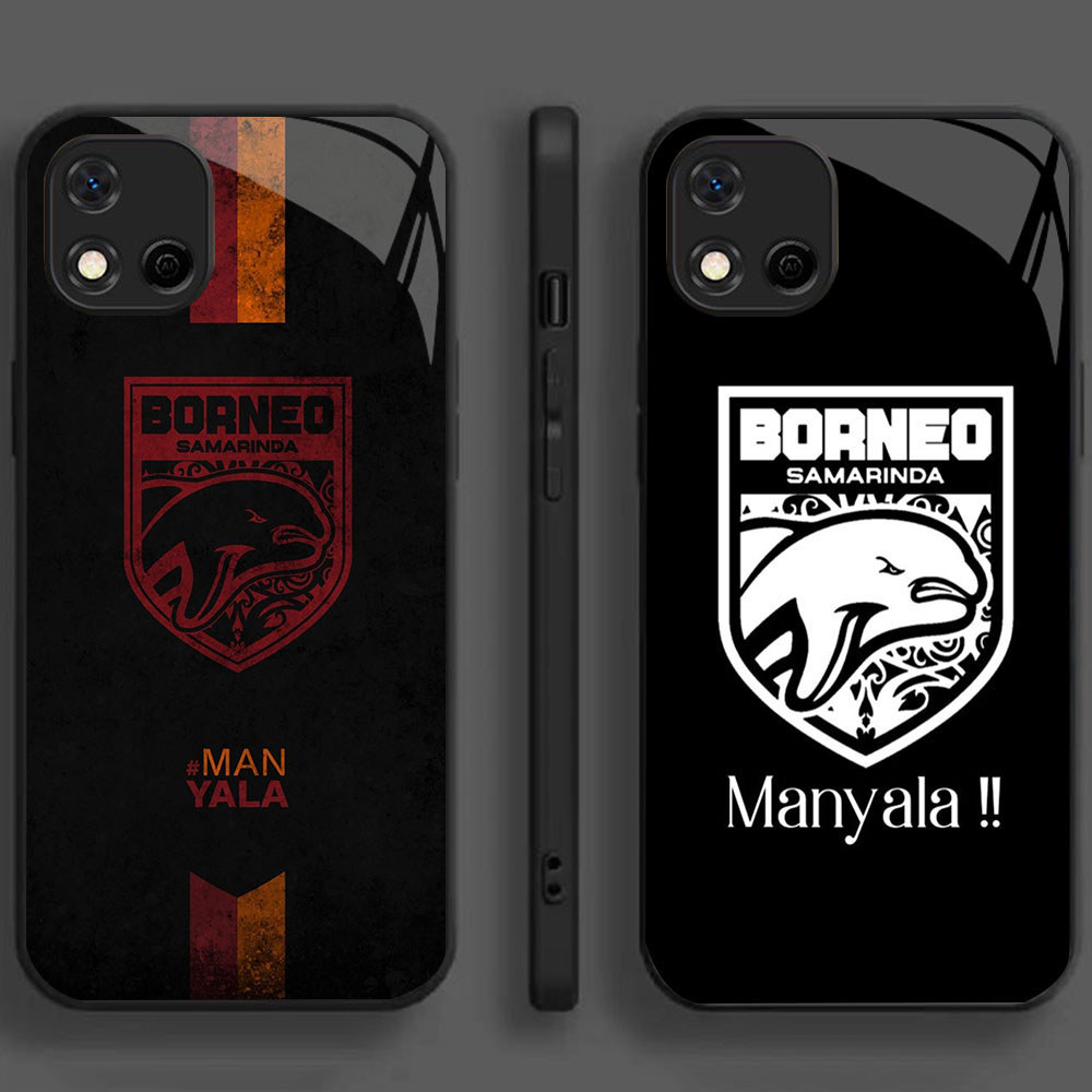 UK-58 Indonesian FC Borneo Casing KACA bingkai lembut hitam OPPO Realme Reno F17 4F A16K A16E 4 C20A
