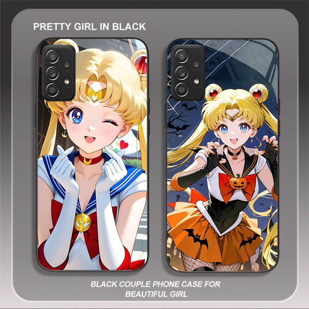 JP-77 Sailor Moon Case KACA Soft Edge Untuk Samsung A32 A26 A73 A52 A06 A23 A13 A16 A53 A56 A72 A52S
