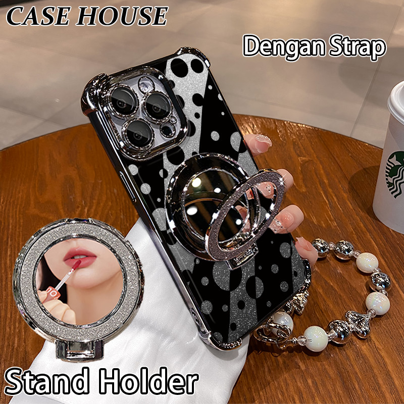 Glitter Card Case HP Oppo A17K A55 A92 A31 2020 A54 Stand Holder Cermin Casing Oppo A7 A96 A33 2020 