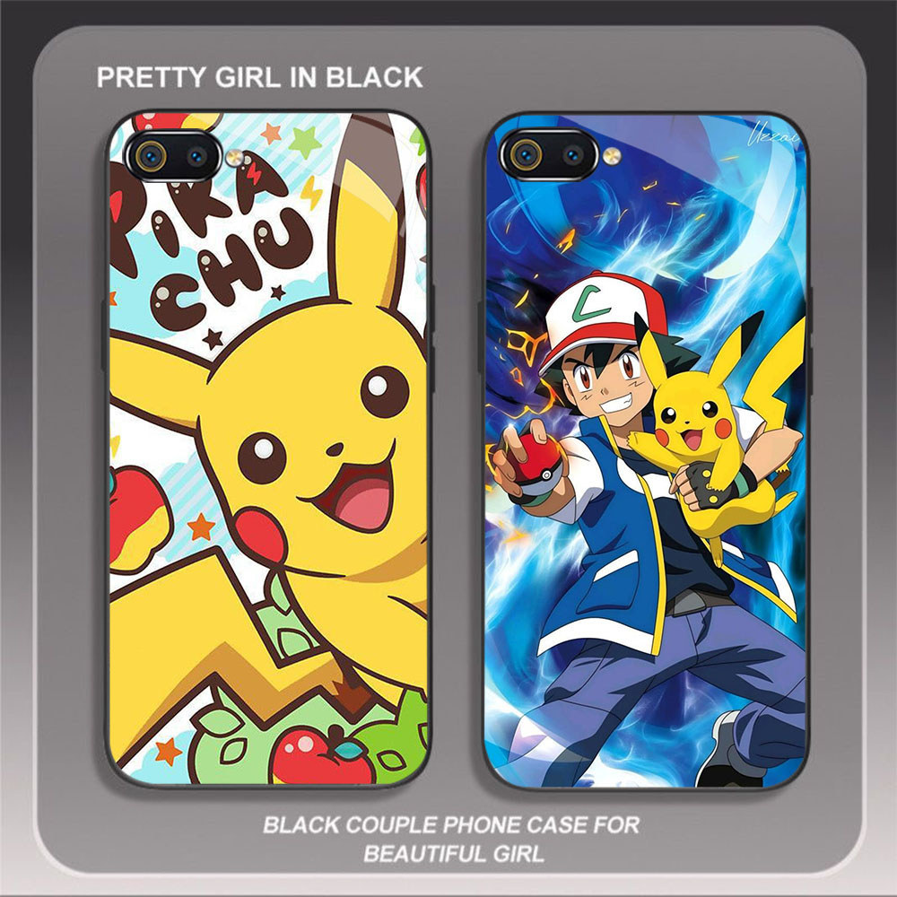 JP-72 Pokemon Pikachu Case KACA Soft Edge Untuk OPPO Realme C1 C2 A12E A5 C2s A3S