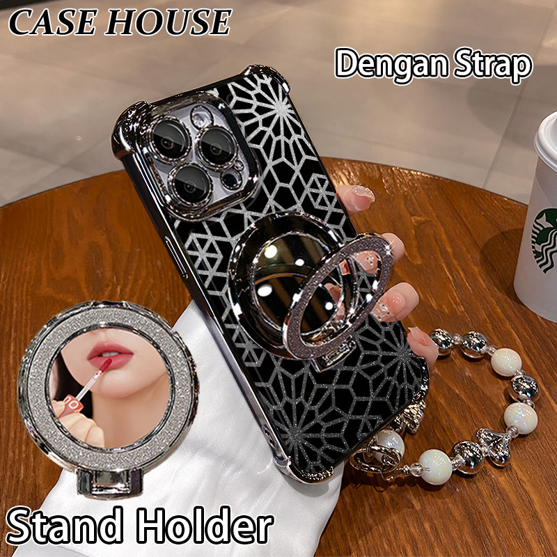 Glitter Card Case HP Samsung A10S A12 5G A23 A50S A05S Stand Holder Cermin Casing Samsung A04 A11 A2