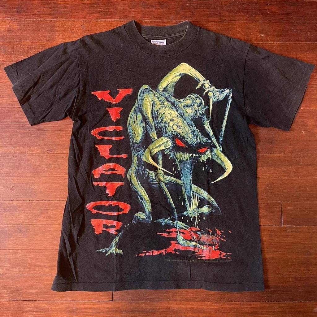 Reprint 1997 Todd Mcfarlane SPAWN Violator Desain Retro Kaos Hitam Grafis Lengan Pendek Unisex Pria 