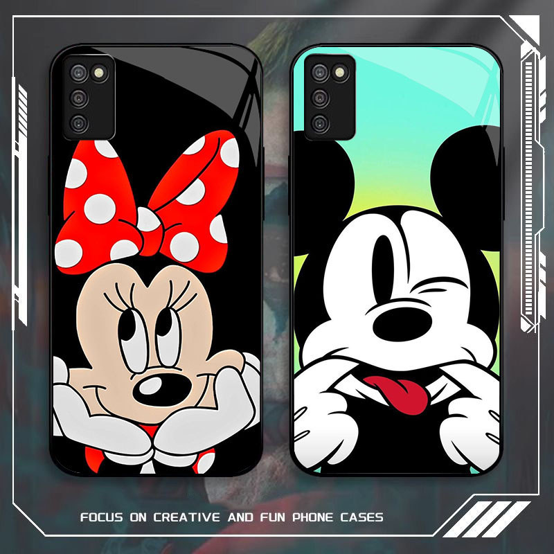 JP-57 Mickey Mouse Case KACA Soft Edge Untuk Samsung 166mm M02S A51 A03S A71 A02S 164mm