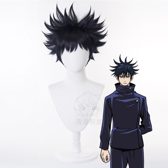 Return Of The Spell, Megumi Fushiguro, Cos Wig, Sky-high Reversed Afro, Anime, Blue And Blac