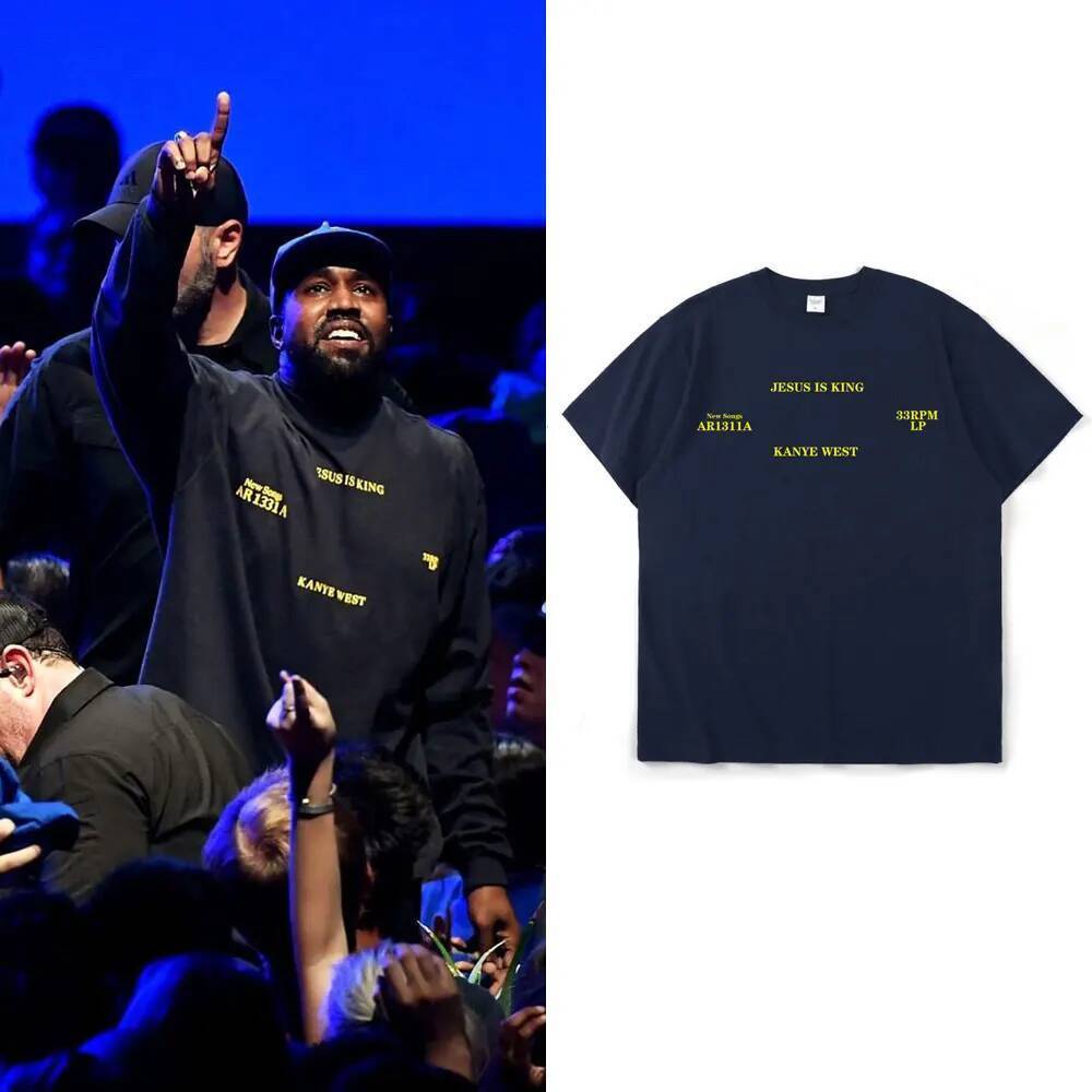 Kaos Kanye West Jesus Is King Berkualitas Tinggi Lengan Pendek Vintage Harajuku Katun Pria Wanita Pa