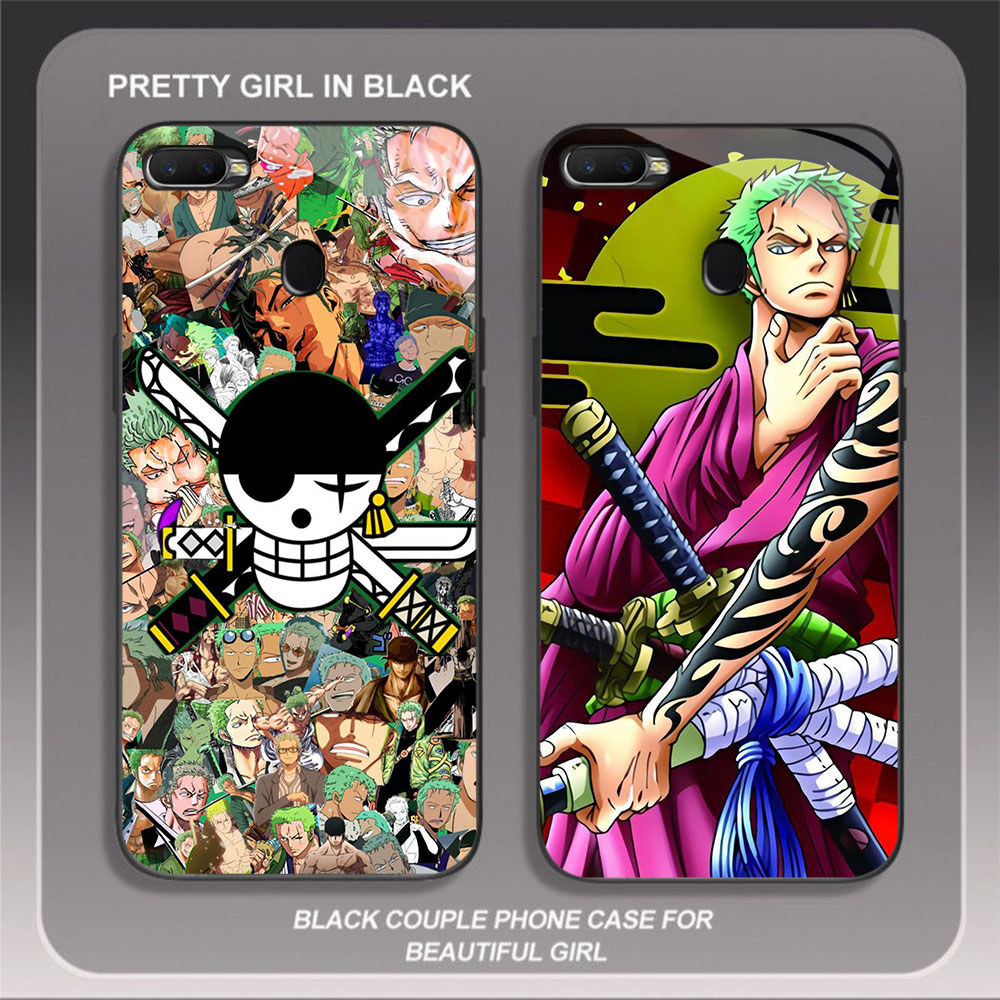 JP-70 One Piece Zoro Case KACA Soft Edge Untuk OPPO Realme A11K F5 2 A7 F9 A5S A12 F7 A12S Pro