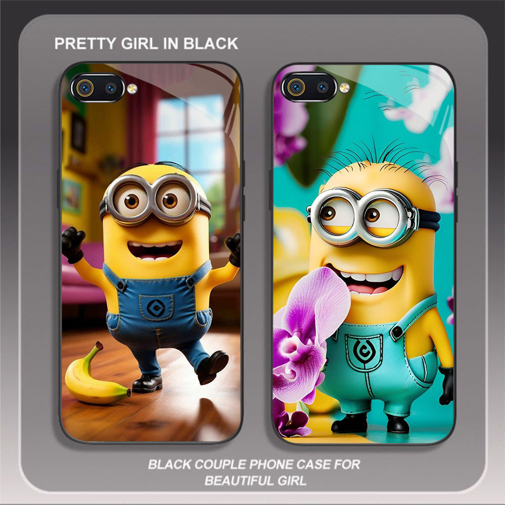 JP-59 Minions Case KACA Soft Edge Untuk OPPO Realme C1 C2 A12E A5 C2s A3S