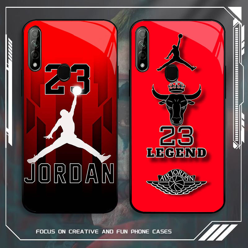 JP-8 Basketball star Michael Jordan Case KACA Soft Edge Untuk OPPO Realme A53 A53S A32 7i A31 A33 C1