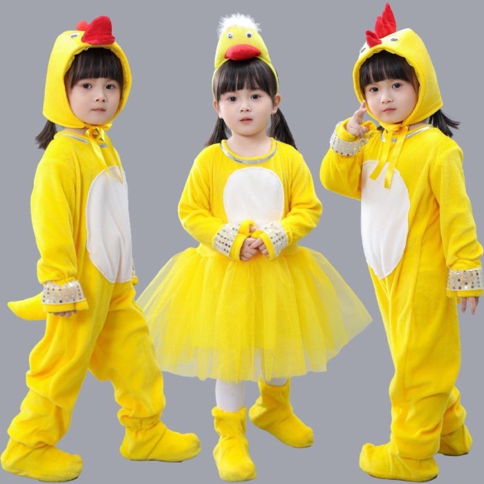 Kostum Ayam Anak Baru, Kostum Hewan, Kostum Tari Kartun TK, Kostum Bebek Kuning Kecil