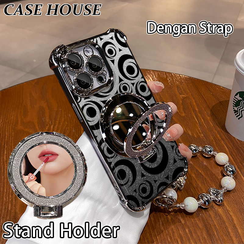 Glitter Card Case HP Samsung A10S A12 5G A23 A50S A05S Stand Holder Cermin Casing Samsung A04 A11 A2