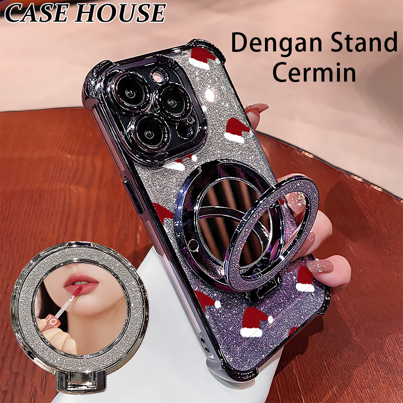 Glitter Card Case HP Samsung A04E A06 A16 A30S A52 Stand Holder Cermin Casing Samsung A05S A11 A20 A