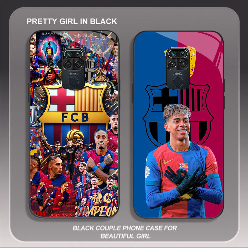 JP-33 FC Barcelona Case KACA Soft Edge Untuk Xiaomi Redmi Note Poco 9 M2 X3 NFC 9S Pro
