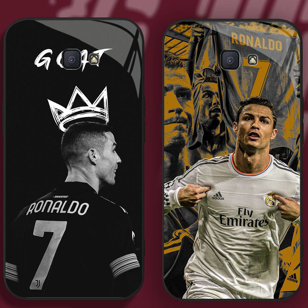 SK-50 Cristiano Ronaldo KACA Bertepi Lembut Casing untuk for Samsung Note S24 J6 9 J4 Core J7 S25 FE