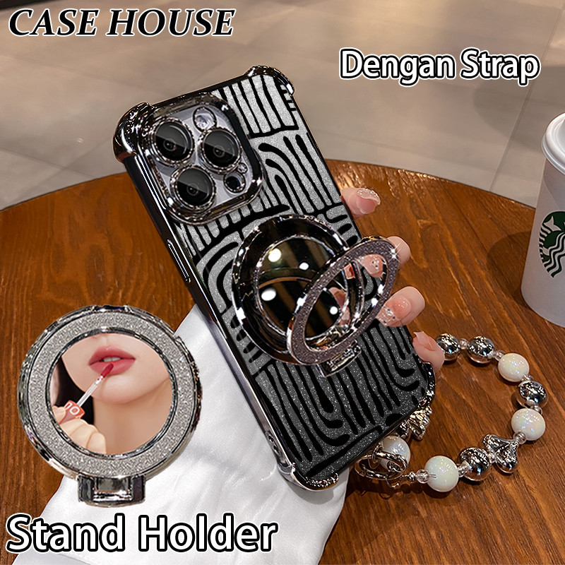 Glitter Card Case HP Samsung A10S A12 5G A23 A50S A05S Stand Holder Cermin Casing Samsung A04 A11 A2