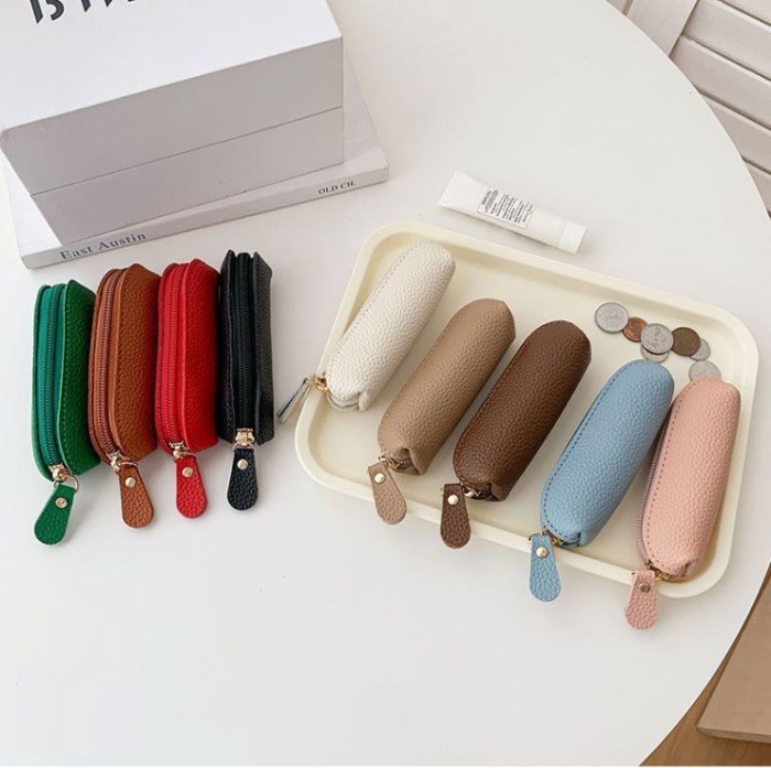 Dompet Koin Mini Tekstur Kulit Asli, Terlihat Tinggi, Gaya Ins Jepang, Tas Koin Ritsleting Lucu, Do