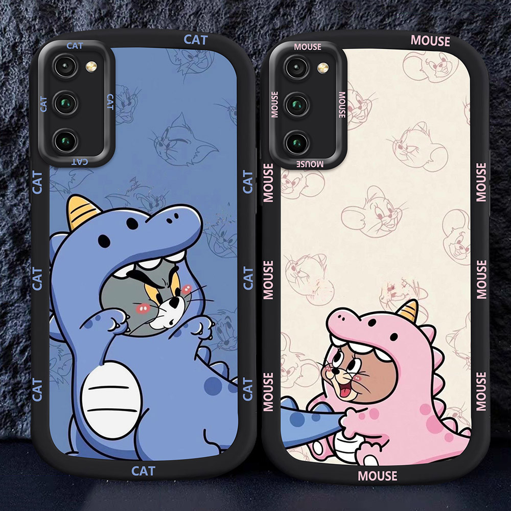 Casing untuk Samsung A51 A02S A03 A03S Hitam dan putih Case M24 Cat Mouse couple