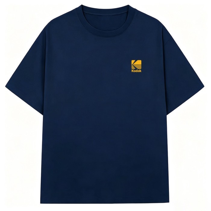 2026 Kodak Mini K Logo T-Shirt, Navy Blue Retro Brand Graphic Tee, Cotton Crewneck for Men & Women