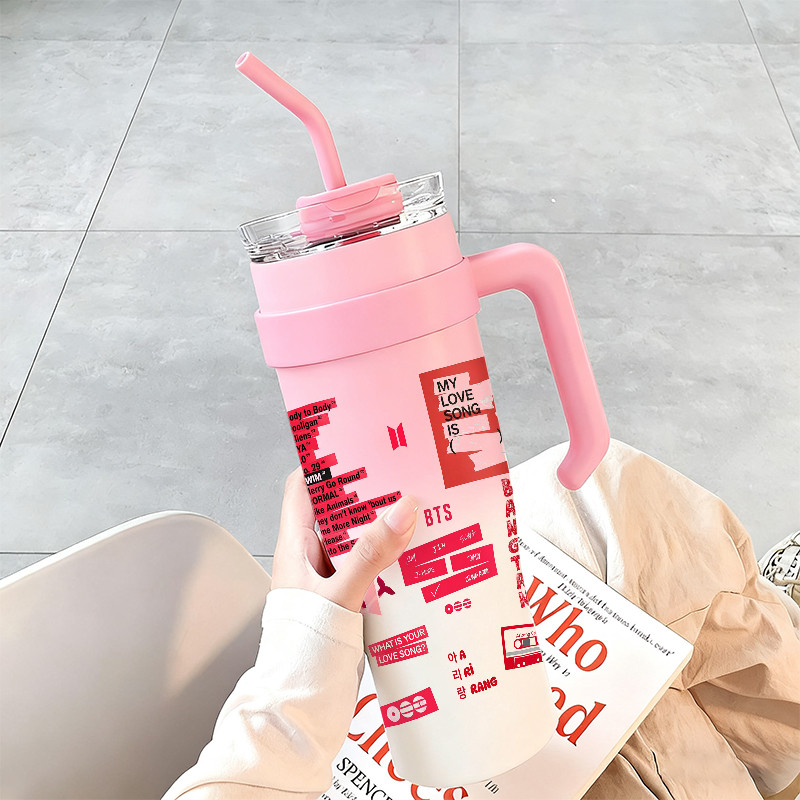 BTS Love Song K - Pop Mug Tumbler Gelas Kapasitas Besar 1200ml Botol minum aesthetic Termos air pana