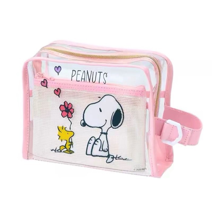 Tas Kosmetik Transparan PVC Snoopy Lucu Kartun Jepang Tas Penyimpanan Tas Kosmetik Kapasitas Besar