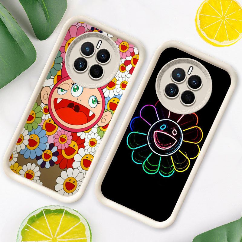 R27 Murakami Takashi Casing untuk Realme Narzo N65 13 70 C65 Pro 5G Kasus(Hitam/Putih)