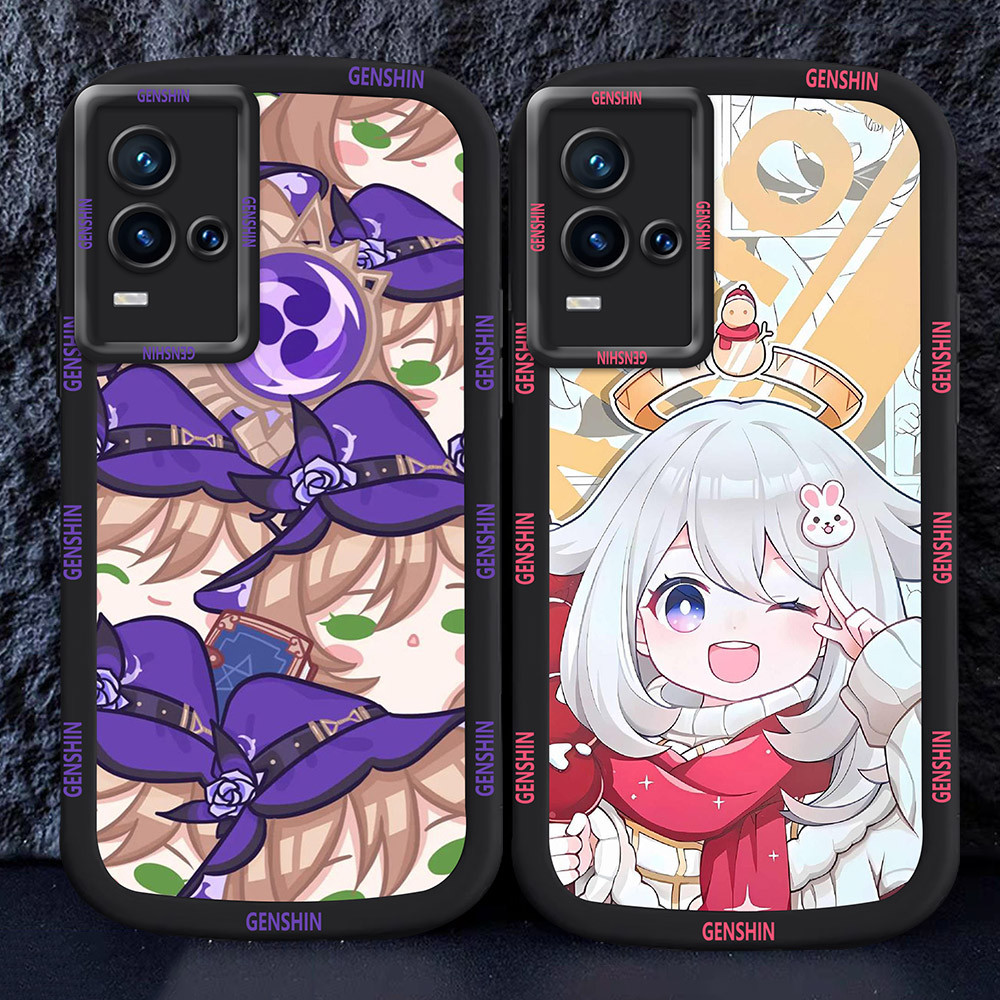 Casing untuk VIVO Y21 Y21t Y33s Y21a Y21s Y33t Y21e Hitam dan putih Case M48 Genshin Impact