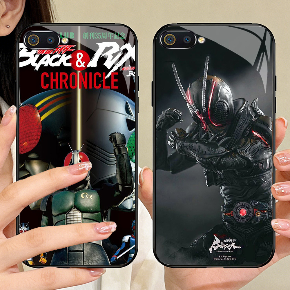 P-87 Kamen Rider Black Casing ponsel kaca tempered Realme C2s C1 C2 2 Pro