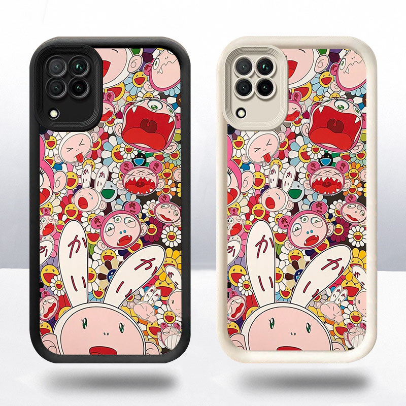 R27 Murakami Takashi Casing untuk Samsung M17 A12 F07 A22 M07 5G Kasus(Hitam/Putih)