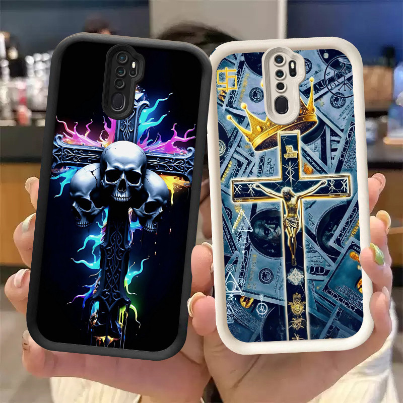 P-85 Jesus Cross Casing hp silikon tipis dan ringan untuk OPPO Reno 8T 2Z 2F A5 A9 F11 2020 Pro 5G