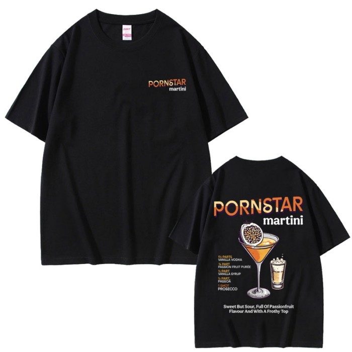 Funny Pornstar Martini Cocktail Graphic Print T Shirts Men Casual Oversized T-shirts Short Sleeve M