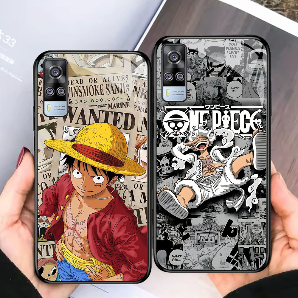 TF-21 One Piece Luffy HD Glass Casing untuk VIVO Y51 V21E Y31 Y52 V21S V21 V20 Y53S