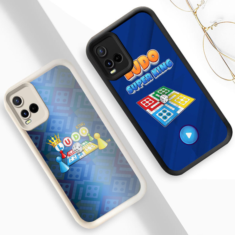 R10 Ludo King Casing untuk VIVO Y21t Y21e Y33s V20 Y21 Y21s Pro Kasus(Hitam/Putih)