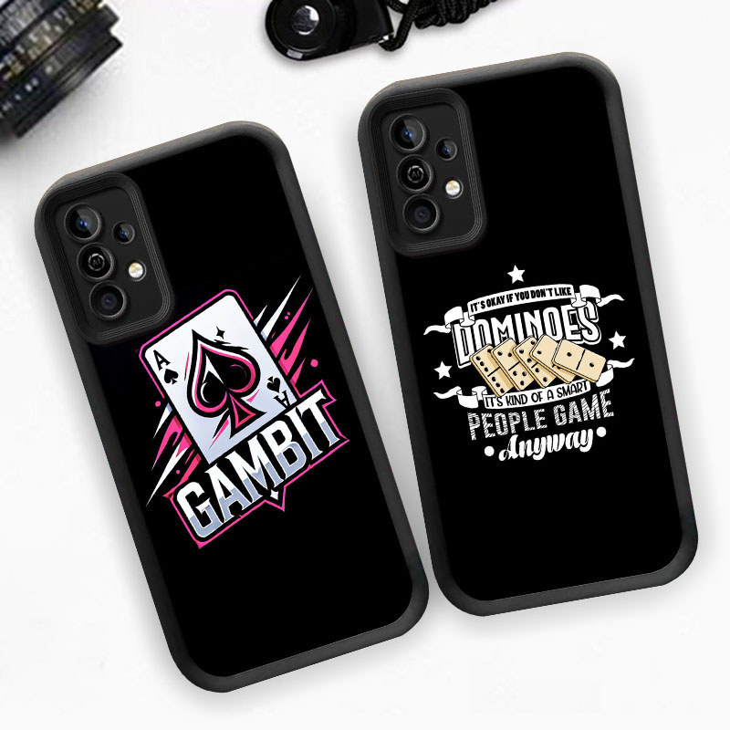 R4 Domino Remi Casing untuk Samsung FE A35 S25 A55 S24 M15 A34 S21 A25 Ultra 5G Kasus(Hitam/Putih)