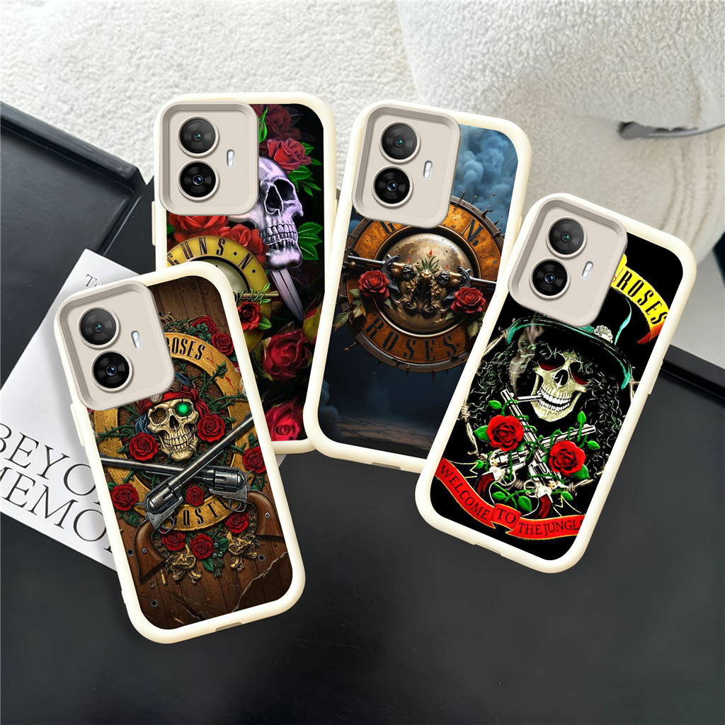 XE32 Guns and Roses Casing untuk Hp Plating Realme C3I 12 C3 C15 C2s 5 C2 C12 5i C11 5s 2021 Lite 5G