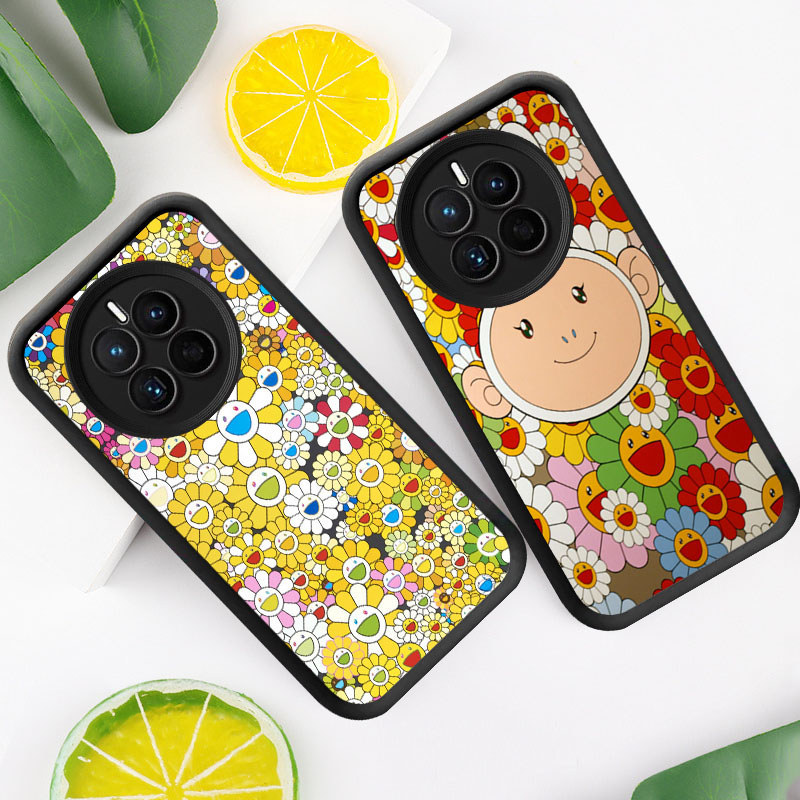 R27 Murakami Takashi Casing untuk Realme 12 12X Plus Pro Lite 5G Kasus(Hitam/Putih)
