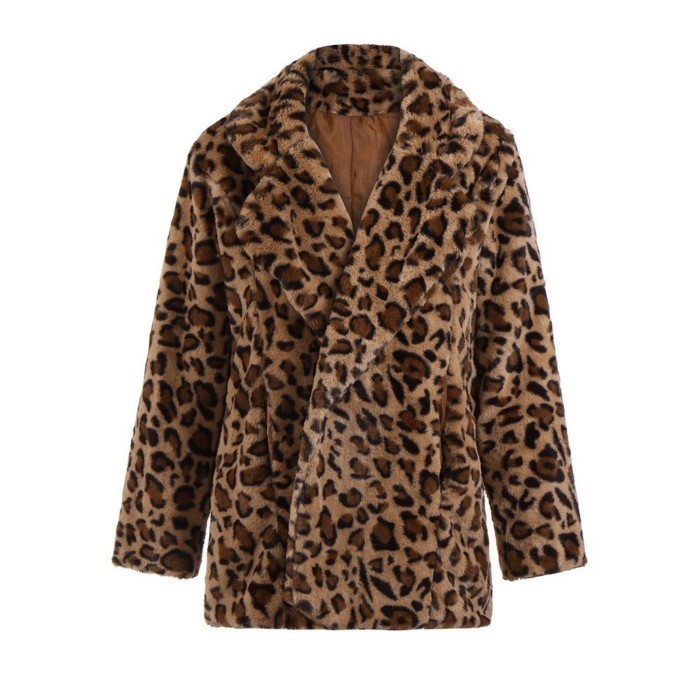 2026 Fur Coat New Leopard Print Artificial Fur Coat Mid-length Coat Large Size Warm Fur Coat