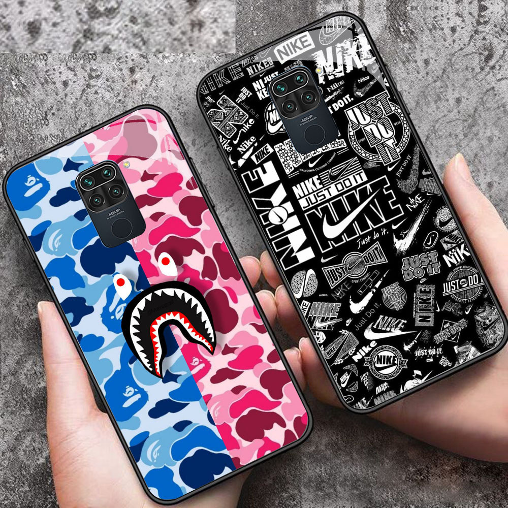 DK-88 Bape Fashion Sport HD Glass Casing untuk Xiaomi Redmi Note9 9S Poco M2 X3 NFC Pro