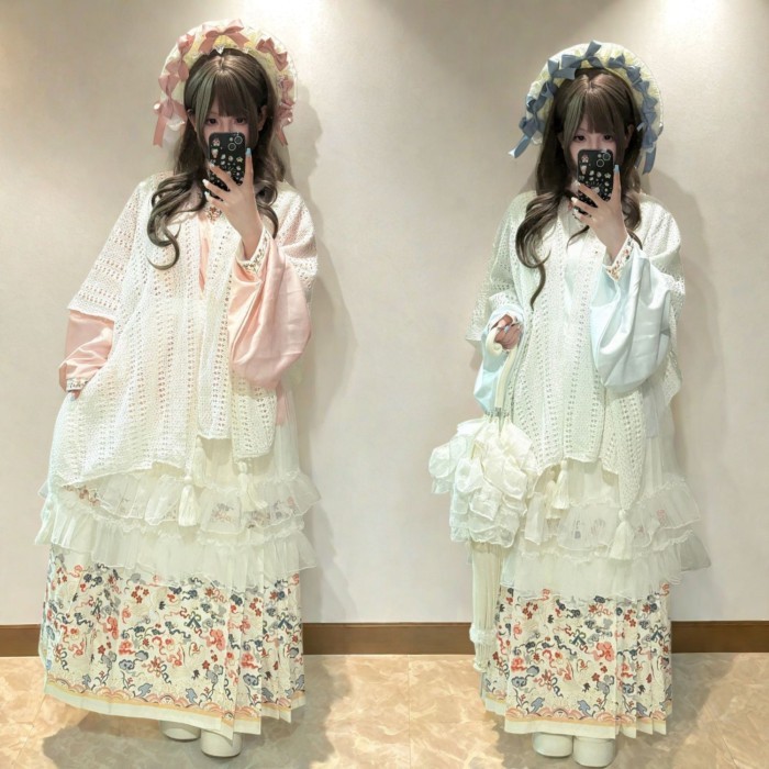 Changfengxu Hanyang Eklektik Buatan Ming Hanfu Kerah Silang Wanita Kerah Silang Lengan Pipa Blus Wa
