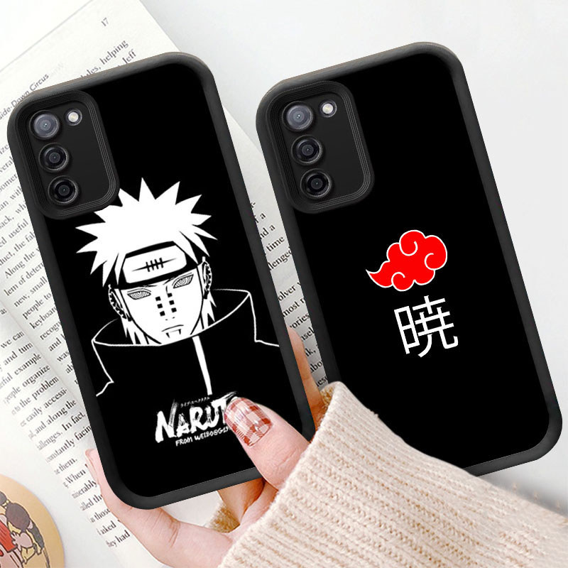 M52 Naruto Anime Hitam Casing untuk Samsung F02S A02 M02S A02S A03 A03S Core M02 Kasus Putih