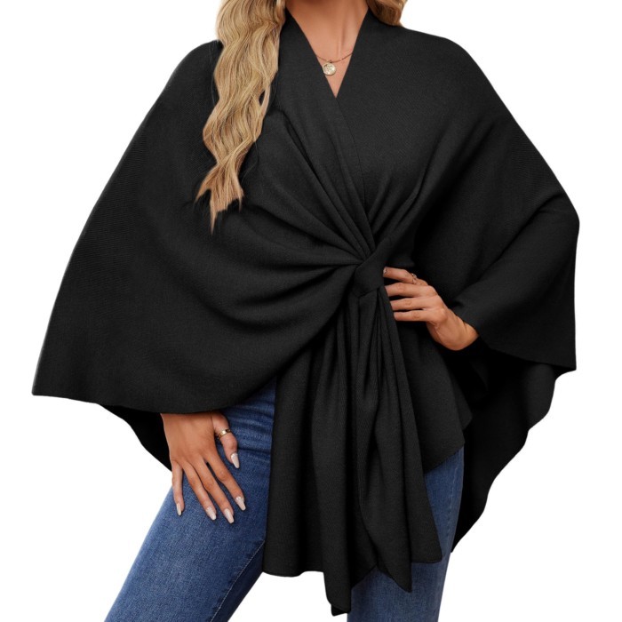 Sweater Blus Kardigan Depan Lembut Selendang Rajutan Bungkus Elegan Wanita untuk Syal Pesta Perjala