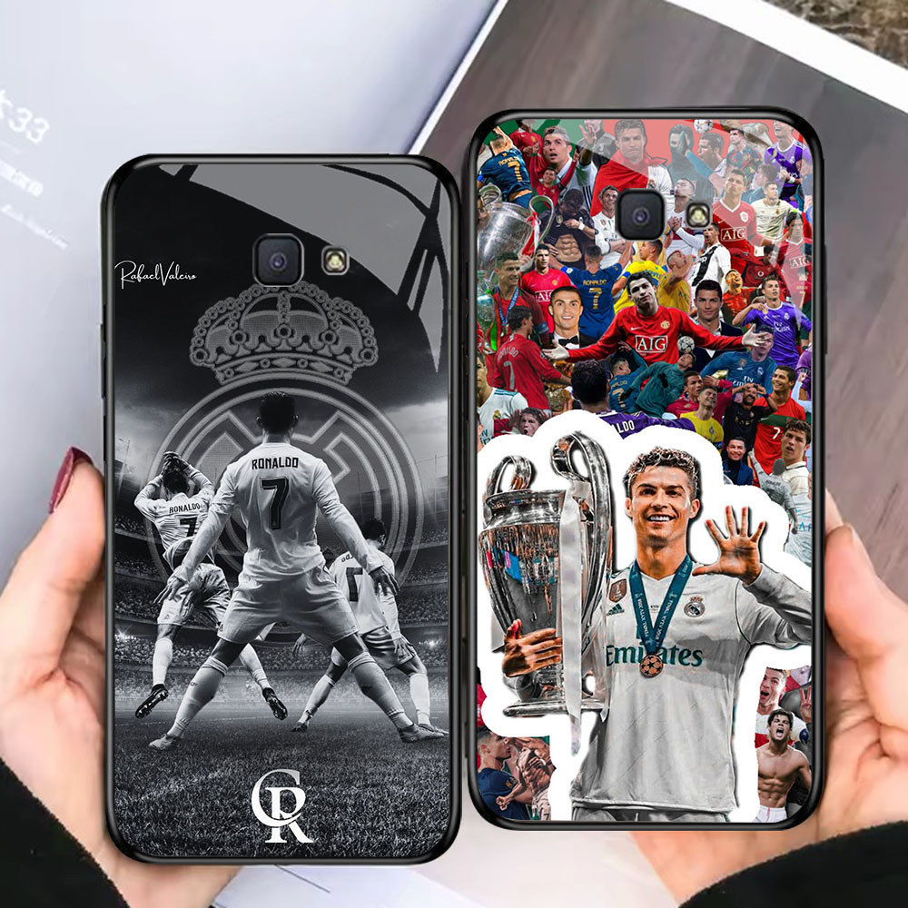 TF-6 Cristiano Ronaldo HD Glass Casing untuk Samsung Note 9 S24 S25 FE Ultra J7 Prime J6 J4 Core Pro