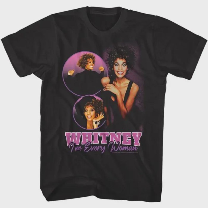 Whitney Houston I'M Every Woman Song Three Poses Black T Shirt