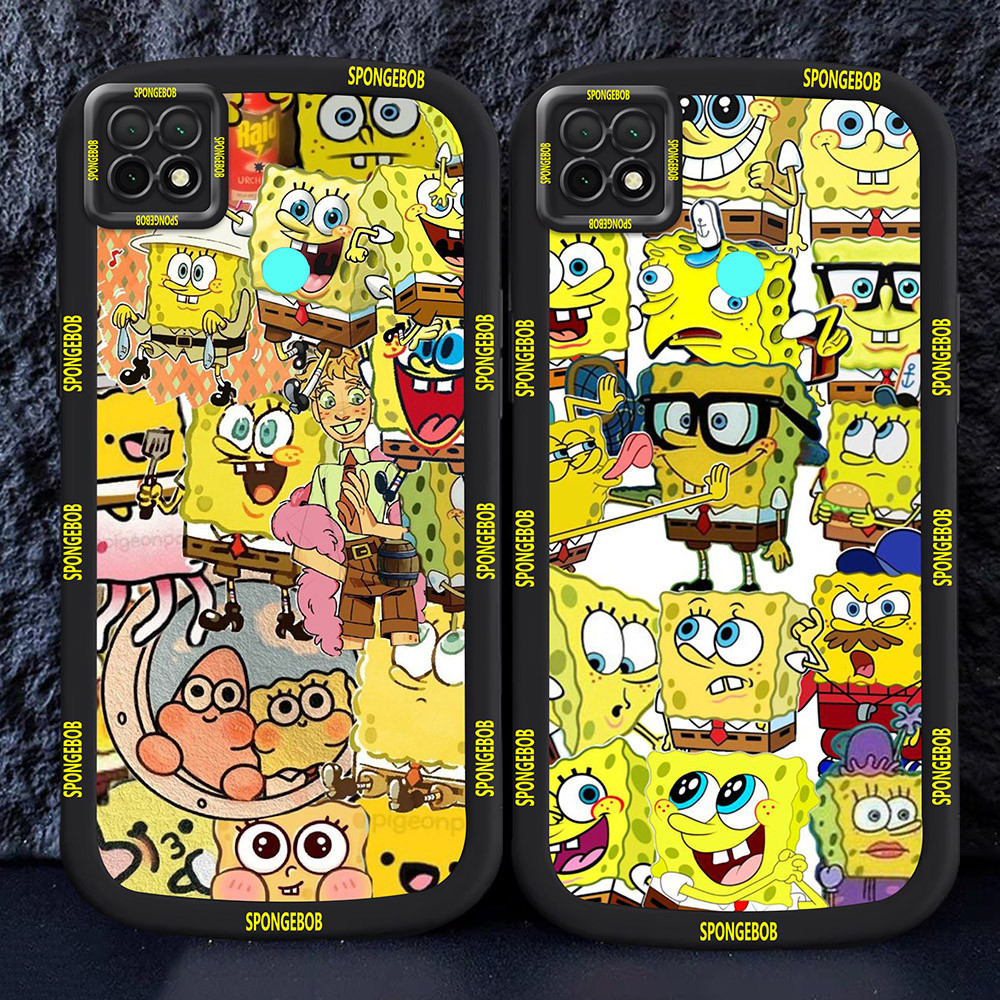 Casing untuk Realme C21Y C15 C25Y C20A C11 C20 2021 Hitam dan putih Case M27 Spongebob