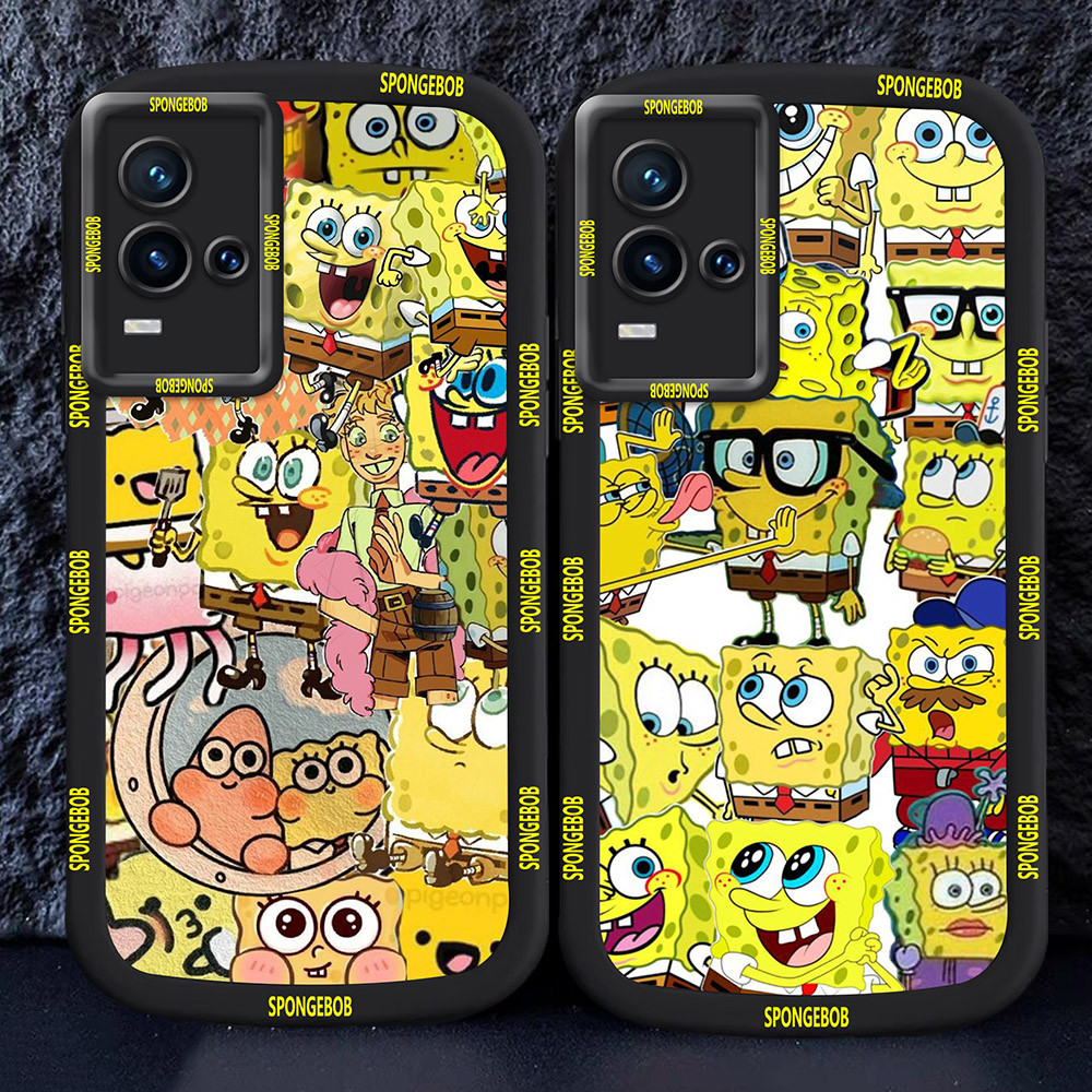 Casing untuk VIVO Y21 Y21t Y33s Y21a Y21s Y33t Y21e Hitam dan putih Case M27 Spongebob