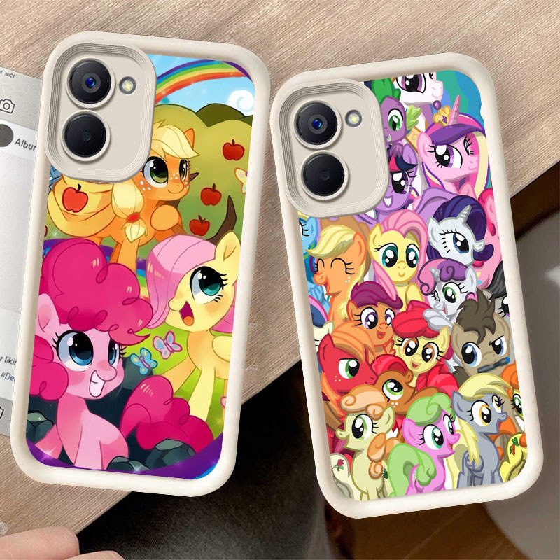 Casing untuk VIVO Y18i Y27s Y18 Y03 Y03t Y27 Y36 5G Kasus Hitam atau Putih P44 My Little Pony Rainbo