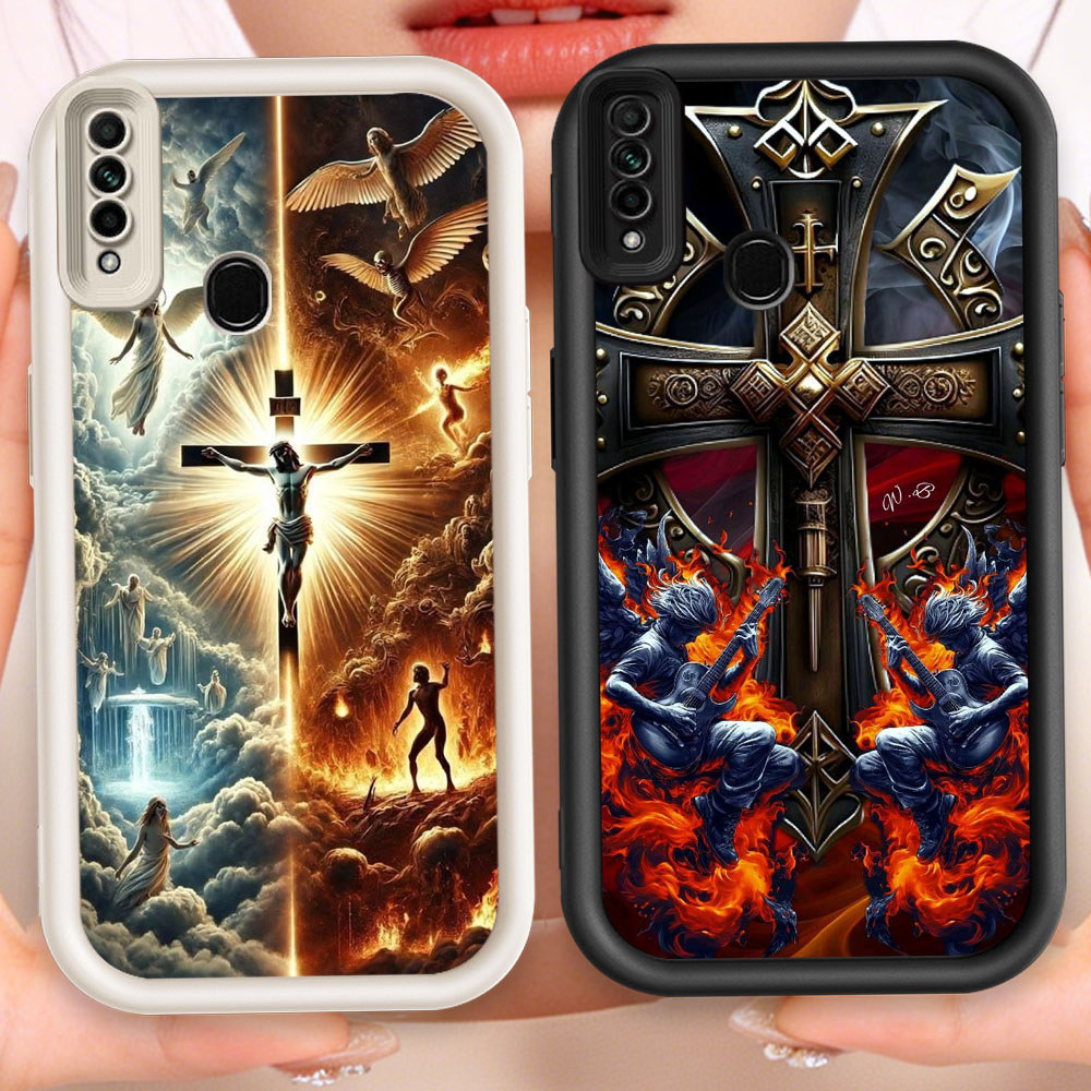 P-32 Jesus Cross Casing hp silikon tipis dan ringan untuk Realme Narzo C2s 2 C2 10A 5i C85 6i 5s 20A