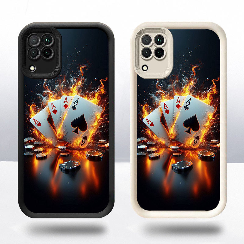 R4 Domino Remi Casing untuk Samsung M17 A12 F07 A22 M07 5G Kasus(Hitam/Putih)