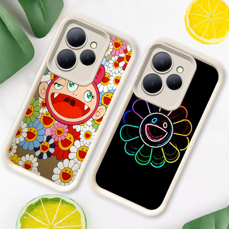 R27 Murakami Takashi Casing untuk Infinix HOT Smart 30 8 30i 40i 9 40 Play Pro Kasus(Hitam/Putih)