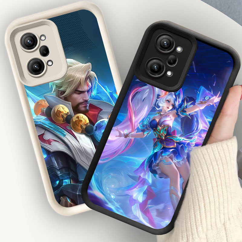 M50 Mobile Legends Hitam Casing untuk Xiaomi Redmi Note POCO A5 C71 F7 12 Pro 5G Kasus Putih