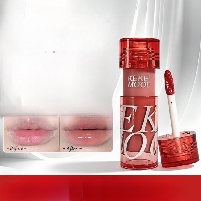Kekemood Porta Lip Gloss Light Mirror Water Glossy Lip Glaze Low Saturation Lipstick Pure Desire No