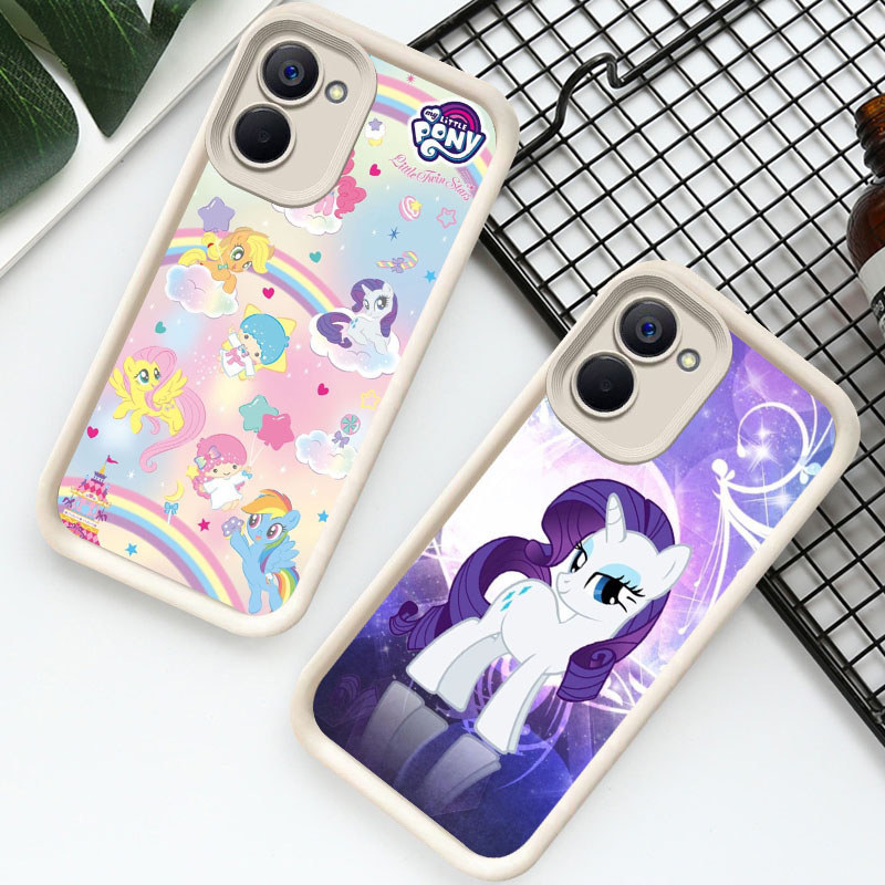 R32 My Little Pony Rainbow Casing untuk VIVO Y18 Y18i Y36 Y03t Y27 Y27s Y03 5G Kasus(Hitam/Putih)